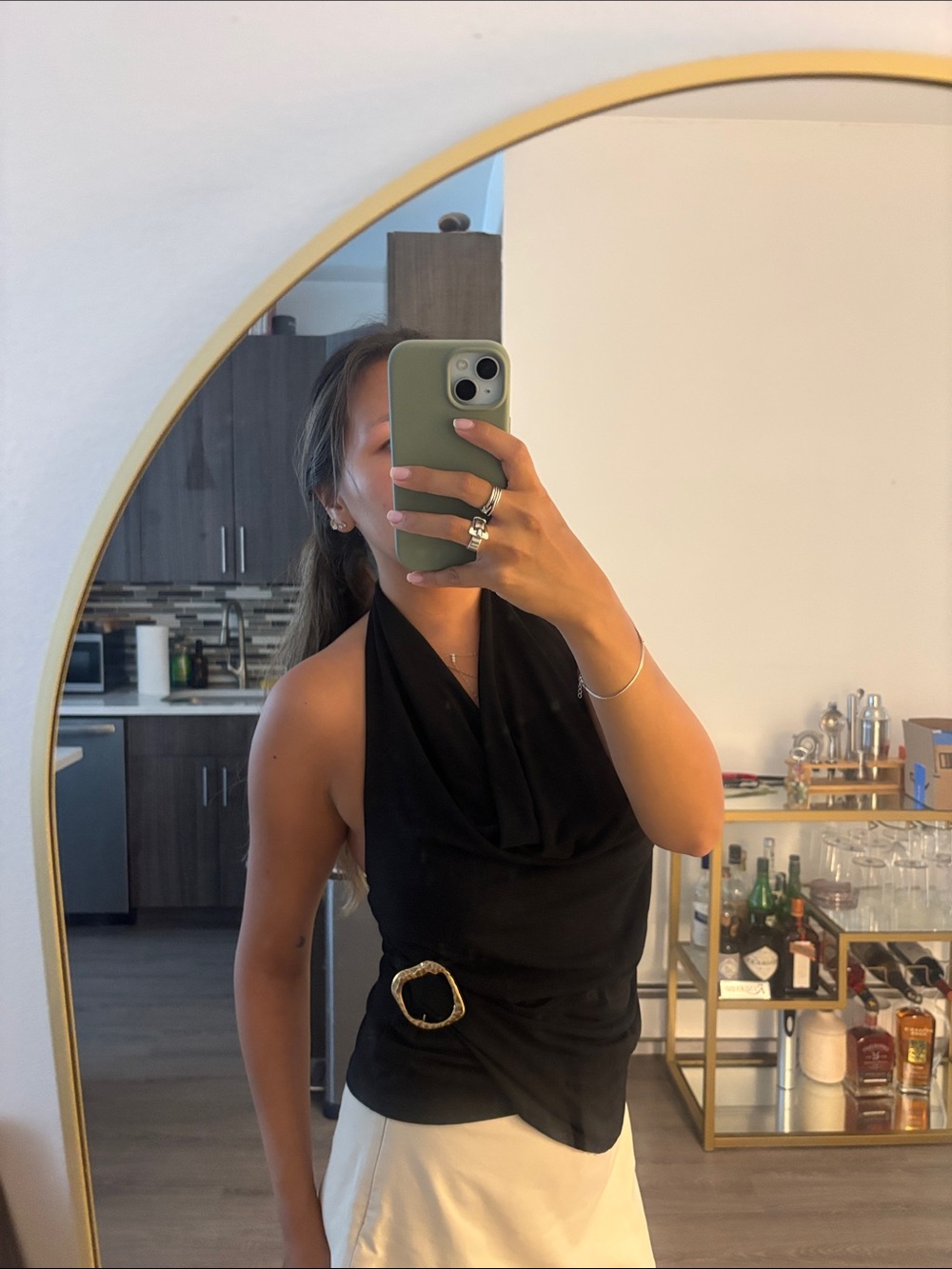 Zara Draped Halter Top with Decorative Buckle